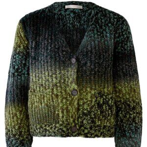 Oui Khaki Chunky Knit Relaxed Cardigan